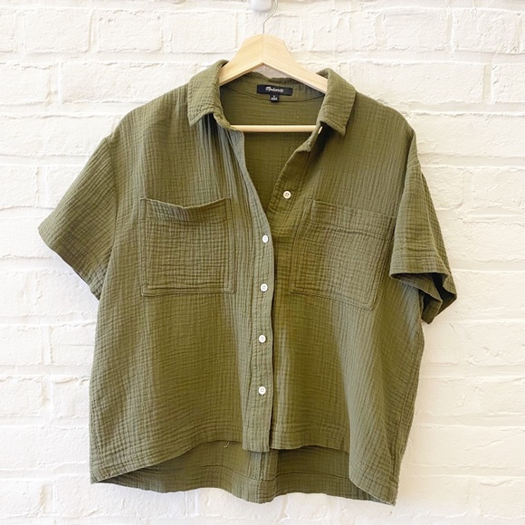 Madewell Tops - Madewell || Lightspun Beachside Shirt in Kale Gauze Boxy Button Down Green Small